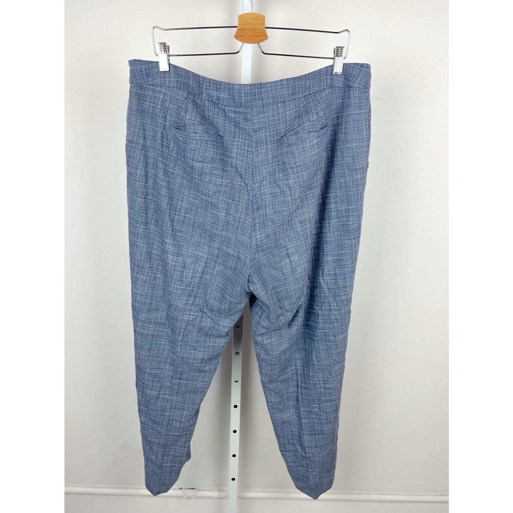 TALBOTS Size 16 Flat Front Trousers Pants Tweedy Woven Fabric Lined Blue - Picture 2 of 9
